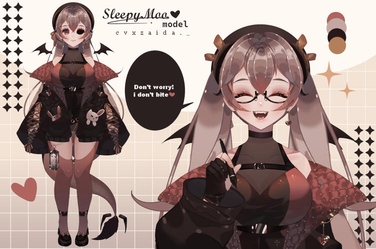 Sleepymoo PSD model sheet with additional stuff